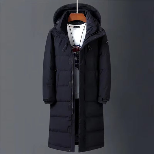Winter 90% White Duck down Jacket Men Hooded Fashion High Quality Winter Coat Men Long Thicken Warm down Coat Black Parkas