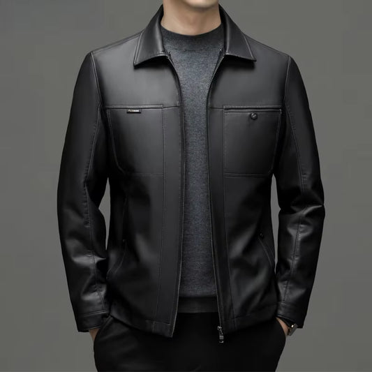 Genuine Leather Man Jackets Autumn Winter Clothes Loose Business Casual Coat Fashion Men Leather down Jacket Chaquetas Hombre