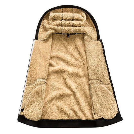 Men'S Heavyweight Sherpa Fleece Lined Jackets Coats Windproof Zip up Hoodie Winter Warm Hooded Sweatshirt Outerwear Outfits Tops