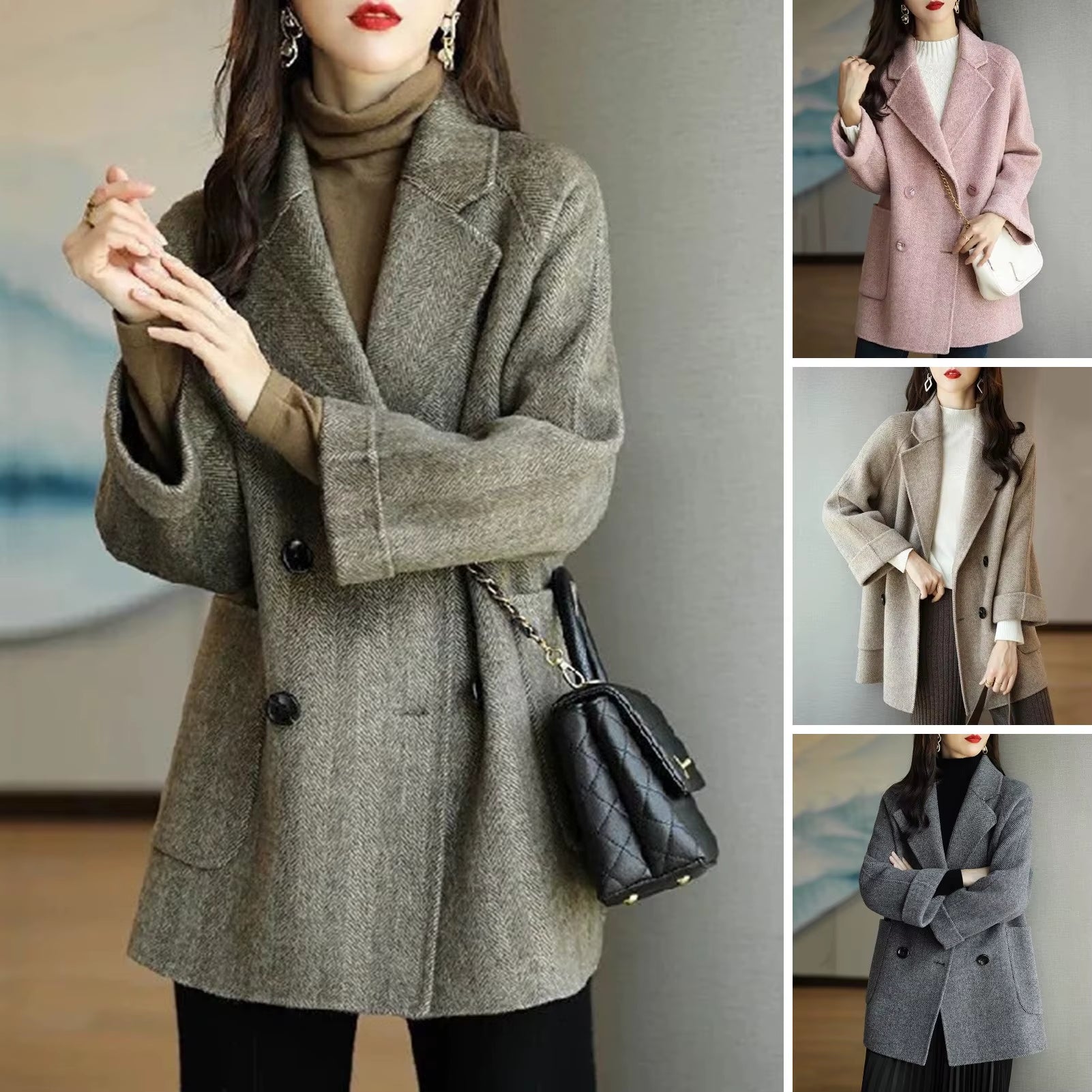 HOT!! Autumn Winter Women Coat Slim Fits Cardigan Warm Thicken Woolen Coat Woolen Jacket Women Mid Length Coat Overcoat