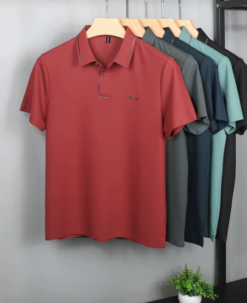 Premium Ice Silk Breathable POLO Shirt Men'S Short Sleeve T-Shirt Summer Fashion Brand Embroidery Paul Shirt Men'S Luxury Top