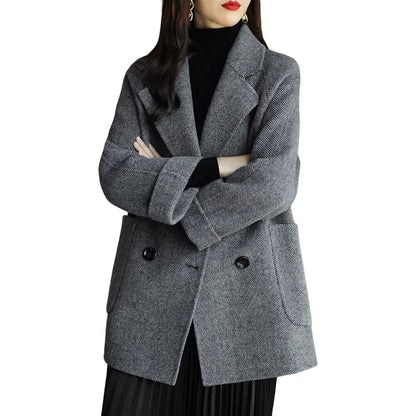 HOT!! Autumn Winter Women Coat Slim Fits Cardigan Warm Thicken Woolen Coat Woolen Jacket Women Mid Length Coat Overcoat