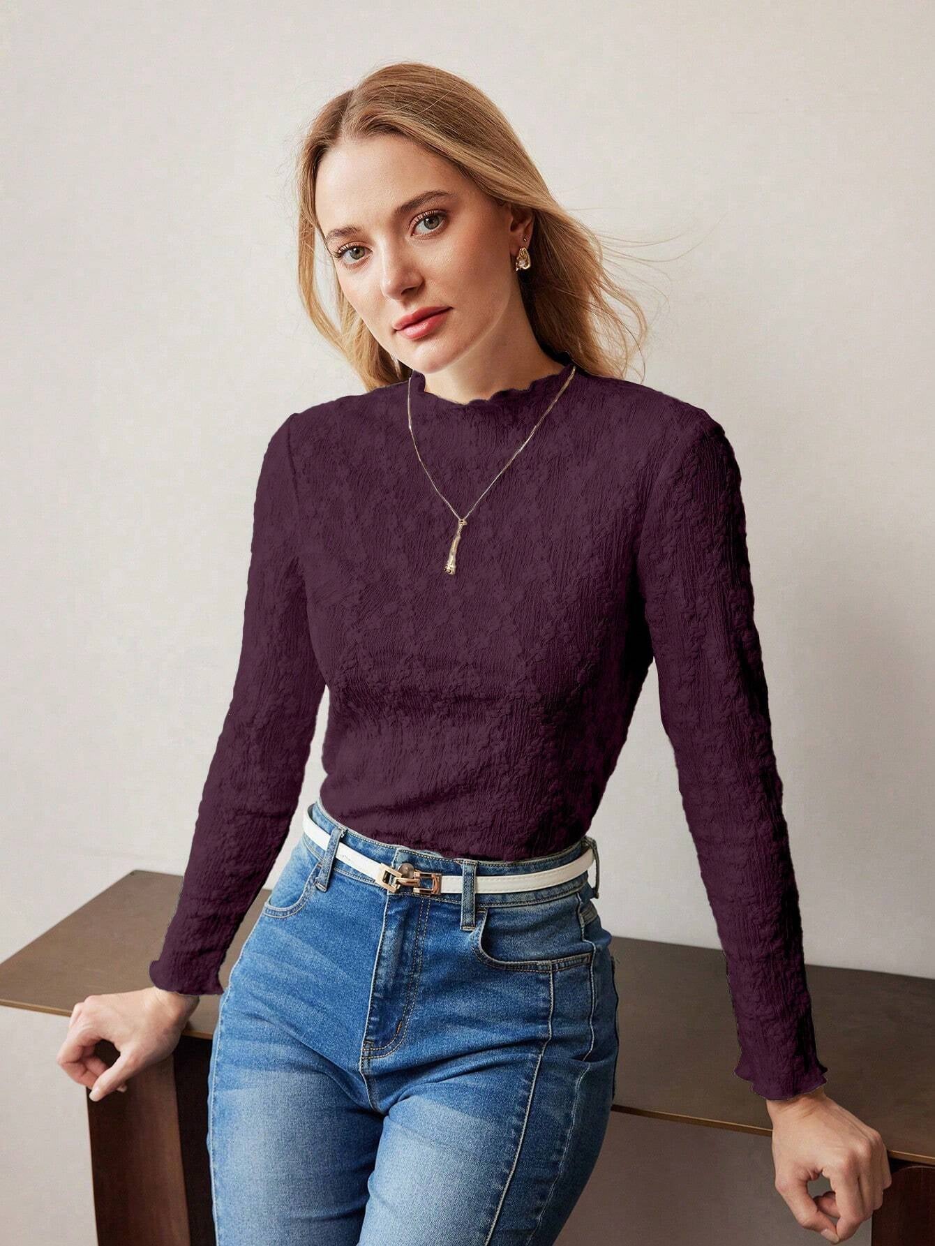 MOTF PREMIUM TEXTURED LETTUCE TRIM T-SHIRT