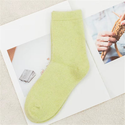 Pure Color Warm Winter Socks Angora Rabbit Hair Female Thickening Wool Socks Cotton Socks Rabbit Wool Socks Winter