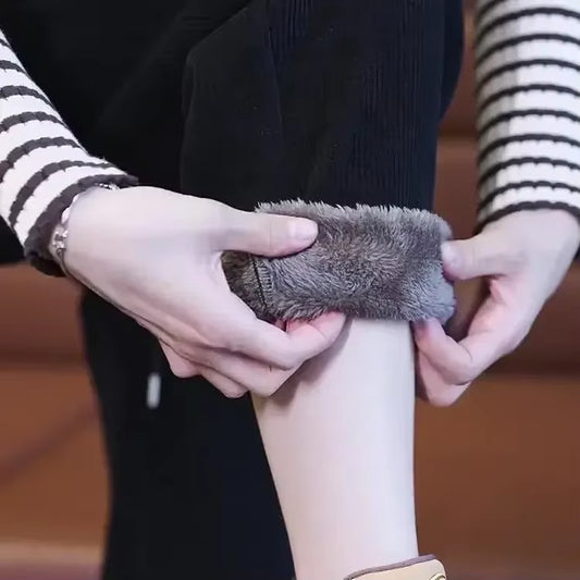 Winter Thickened and Padded Corduroy Pants Women 2023 New Women'S Loose Bunched Feet Harlan Pants Women