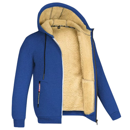 Men'S Heavyweight Sherpa Fleece Lined Jackets Coats Windproof Zip up Hoodie Winter Warm Hooded Sweatshirt Outerwear Outfits Tops