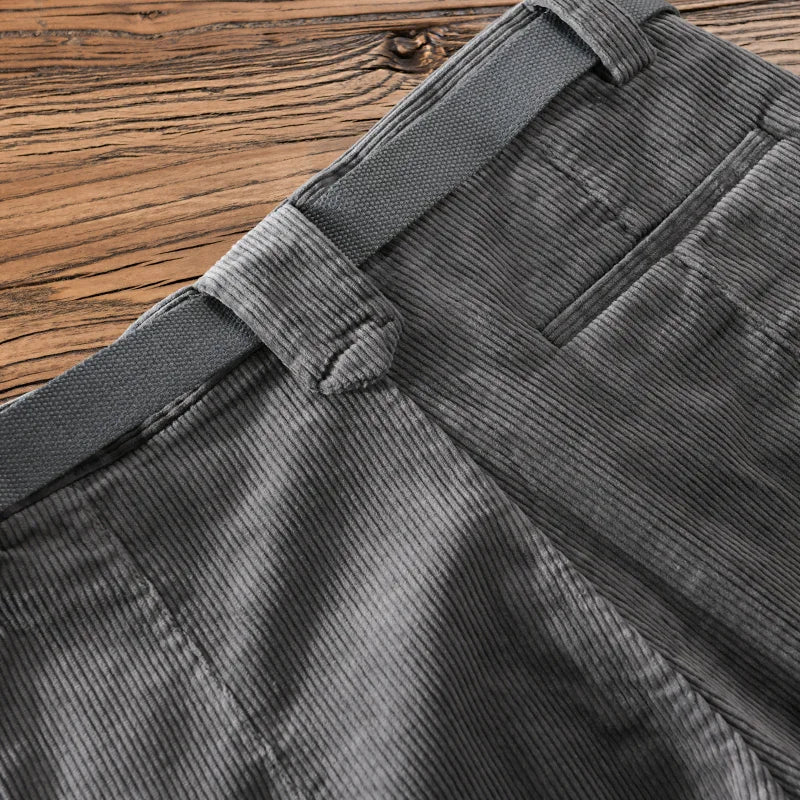 Designer New Thick Corduroy Cotton Pants Men Brand Trend Retro Stright with Belt Trousers 29-36 Pantalones Hombre Drop Shipping