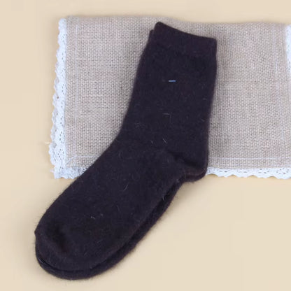 Pure Color Warm Winter Socks Angora Rabbit Hair Female Thickening Wool Socks Cotton Socks Rabbit Wool Socks Winter