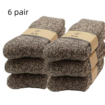 Winter Men'S Merino Wool Socks Super Thick Warm High Quality Harajuku Retro Snow Casual Antifreeze Cashmere Socks Men 3 Pair