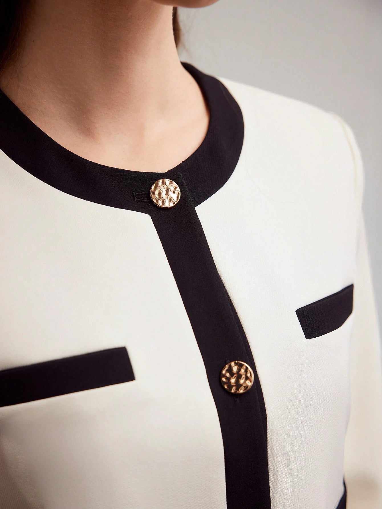 MOTF PREMIUM CONTRAST TRIM PATCH POCKET JACKET