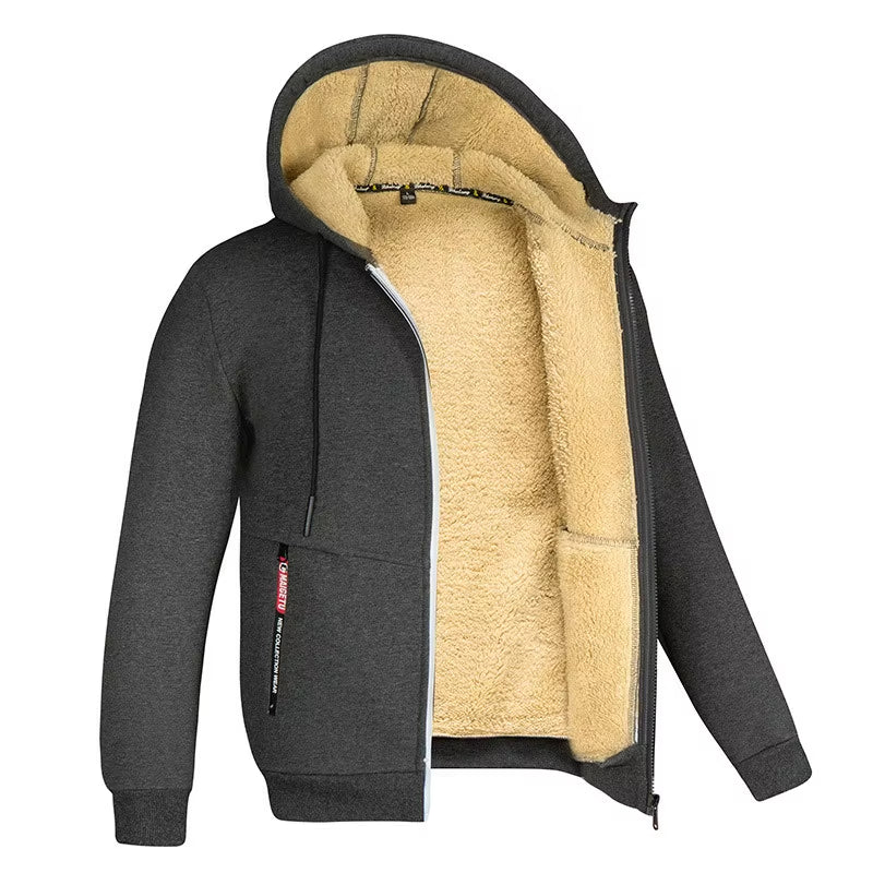 Men'S Heavyweight Sherpa Fleece Lined Jackets Coats Windproof Zip up Hoodie Winter Warm Hooded Sweatshirt Outerwear Outfits Tops