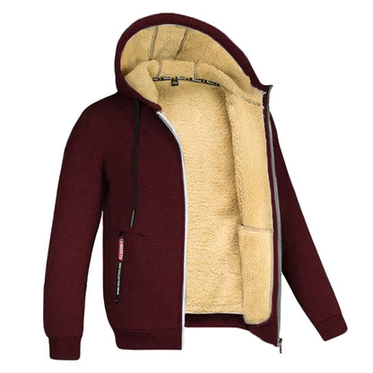 Men'S Heavyweight Sherpa Fleece Lined Jackets Coats Windproof Zip up Hoodie Winter Warm Hooded Sweatshirt Outerwear Outfits Tops