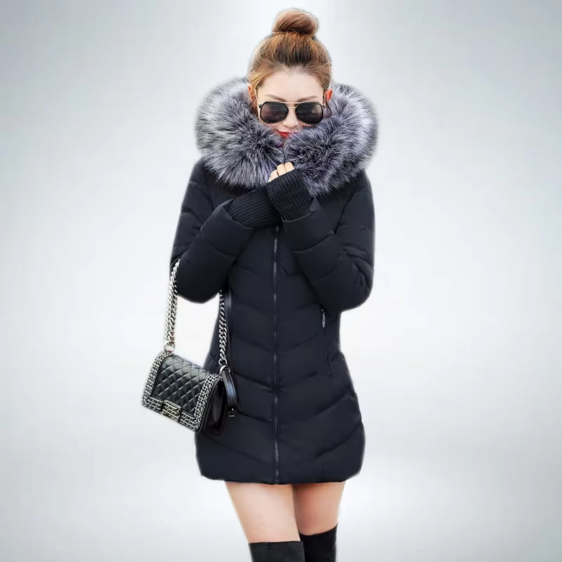 2025 New Arrival Fashion Slim Women Winter Jacket Cotton Padded Warm Thicken Ladies Coat Long Coats Parka Womens Jackets