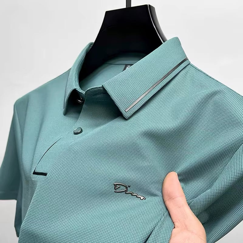 Premium Ice Silk Breathable POLO Shirt Men'S Short Sleeve T-Shirt Summer Fashion Brand Embroidery Paul Shirt Men'S Luxury Top