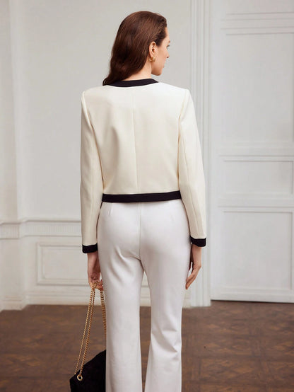 MOTF PREMIUM CONTRAST TRIM PATCH POCKET JACKET