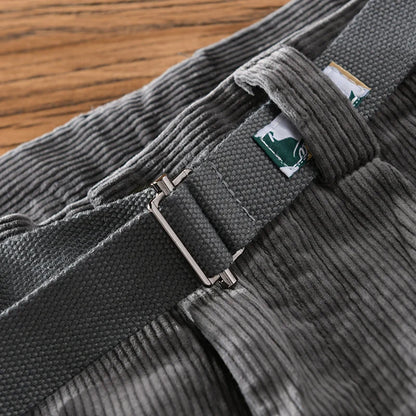 Designer New Thick Corduroy Cotton Pants Men Brand Trend Retro Stright with Belt Trousers 29-36 Pantalones Hombre Drop Shipping
