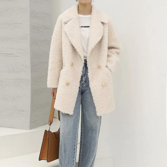 Cozy wool-blend teddy coat jacket perfect for stylish warmth and comfort