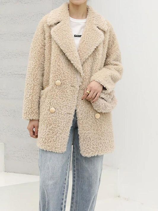 Cozy wool-blend teddy coat jacket perfect for stylish warmth and comfort