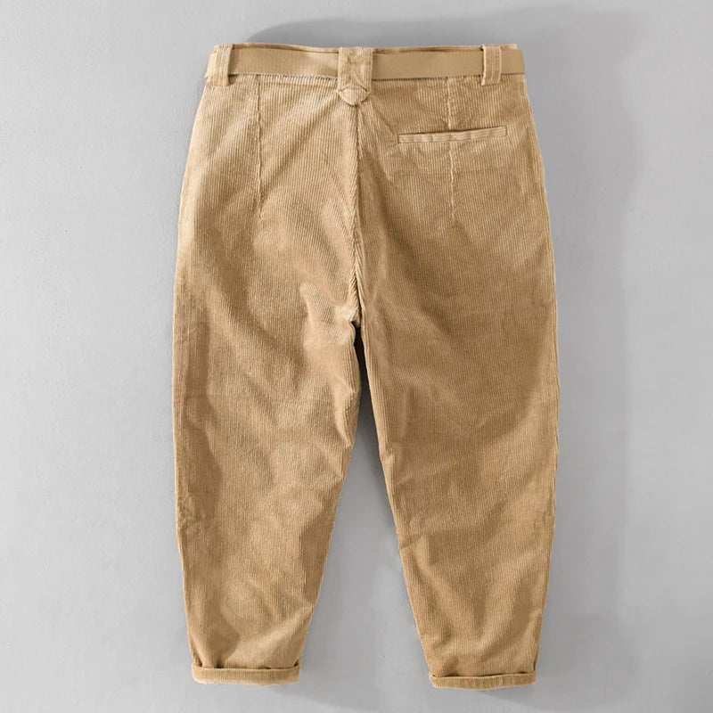 Designer New Thick Corduroy Cotton Pants Men Brand Trend Retro Stright with Belt Trousers 29-36 Pantalones Hombre Drop Shipping