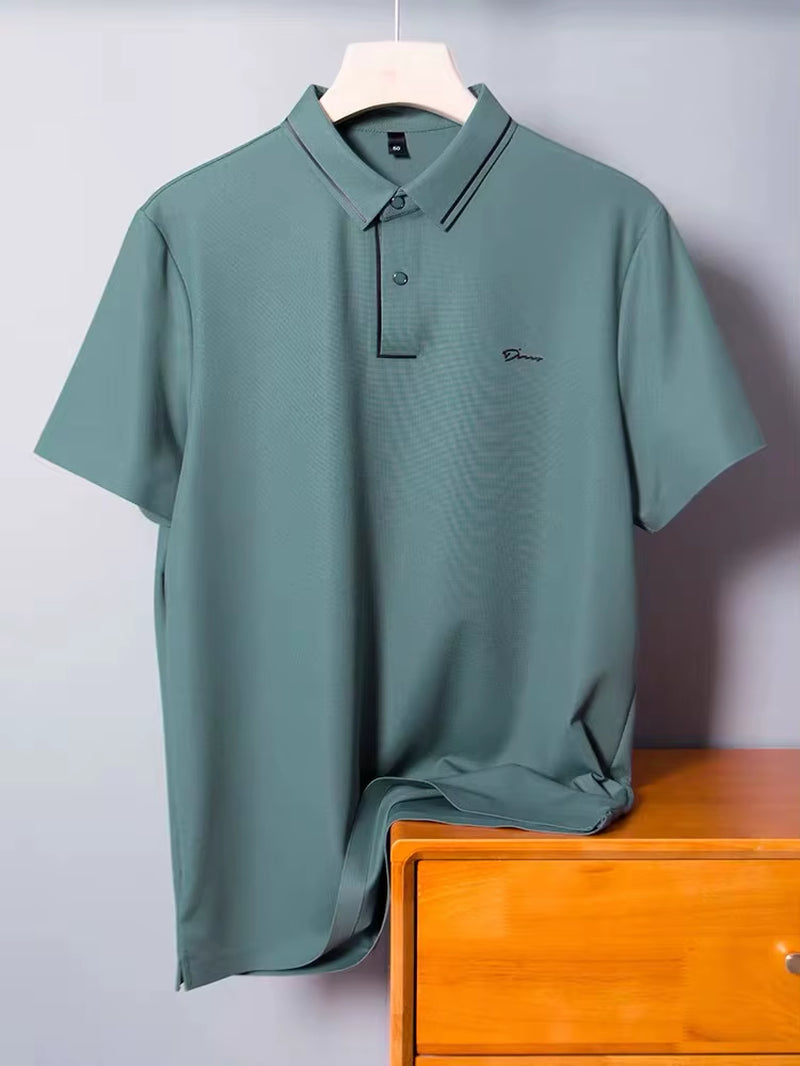 Premium Ice Silk Breathable POLO Shirt Men'S Short Sleeve T-Shirt Summer Fashion Brand Embroidery Paul Shirt Men'S Luxury Top