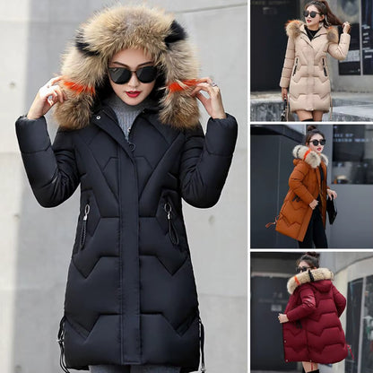 Fashion Coats Winter Jacket Women Parka New 2024 Hooded Long Female Coat Solid Color Windproof Outwear Parka