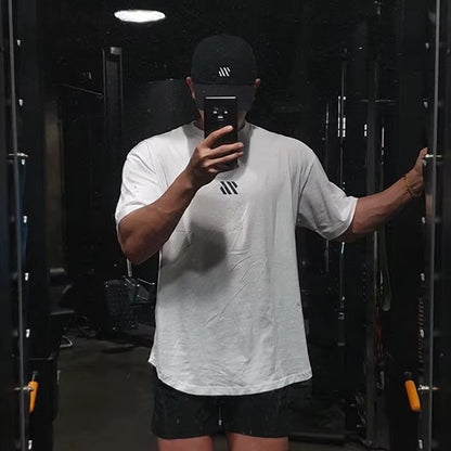 Men Short Sleeve Cotton T-Shirt Men Sports T Shirt Fitness Bodybuilding Loose Running T Shirt Male Training Brand Men Clothing